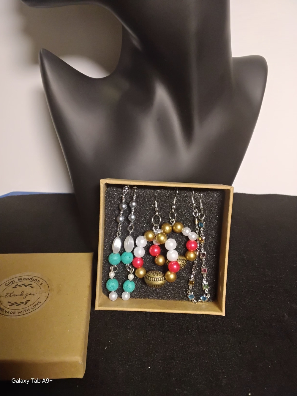 Gigi Woodson Beaded Multi-Color Earrings Set - Gold, Red, Turquoise